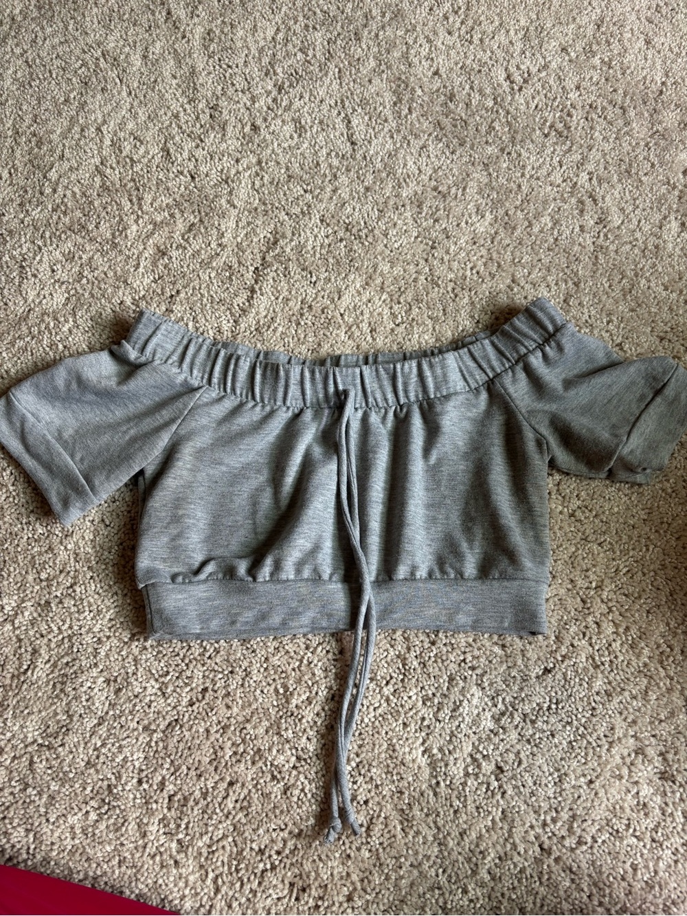 Y2K Heather Grey Off The Shoulder Crop Top M Acubi Coquette Loungewear